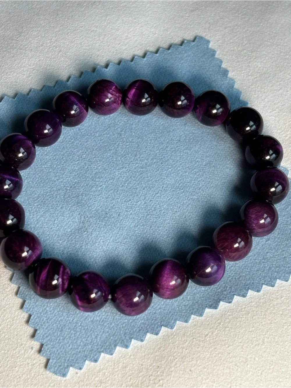 10mm Purple Tiger Eye Beaded Stretch Bracelet